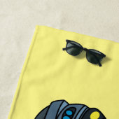 かわいいハッピーパトカー漫画イラストレーション ビーチタオル (インサイチュ)