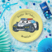 かわいいハッピーパトカー漫画イラストレーション ペーパープレート (パーティー)