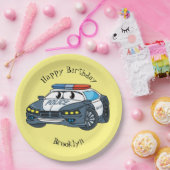 かわいいハッピーパトカー漫画イラストレーション ペーパープレート (パーティー)