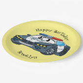 かわいいハッピーパトカー漫画イラストレーション ペーパープレート (アングル)