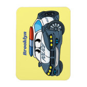 かわいいハッピーパトカー漫画イラストレーション マグネット (縦)