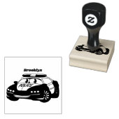 かわいいハッピーパトカー漫画イラストレーション ラバースタンプ (押印)