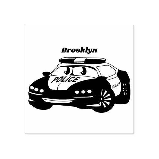 かわいいハッピーパトカー漫画イラストレーション ラバースタンプ (インプリント)