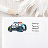 かわいいハッピーパトカー漫画イラストレーション ラベル (インサイチュ)