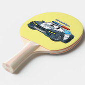 かわいいハッピーパトカー漫画イラストレーション 卓球ラケット (正面アングル)