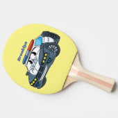 かわいいハッピーパトカー漫画イラストレーション 卓球ラケット (横)