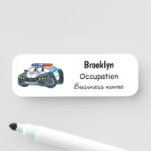 かわいいハッピーパトカー漫画イラストレーション 名札 (インサイチュ)