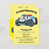 かわいいハッピーパトカー漫画イラストレーション 招待状 (正面/裏面)