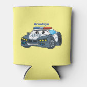 かわいいハッピーパトカー漫画イラストレーション 缶クーラー (正面)