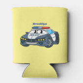 かわいいハッピーパトカー漫画イラストレーション 缶クーラー (裏面)