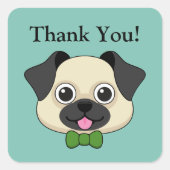 かわいいハッピーパピロン犬 |カスタマイズ スクエアシール (正面)