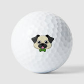 かわいいハッピーパピロン犬 ゴルフボール (正面)