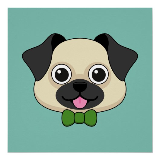 かわいいハッピーパピロン犬 ポスター (正面)