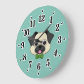 かわいいハッピーパピロン犬 ラージ壁時計 (傾斜)