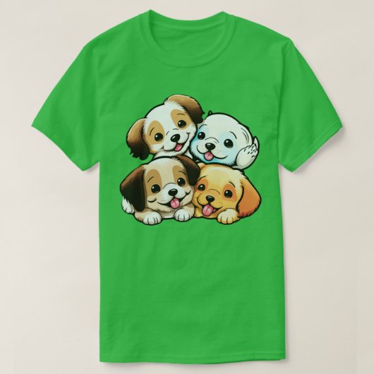 かわいいハッピーパピー Tシャツ (デザイン正面)