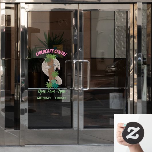 かわいいハッピーパンゴリンアンテーターイラストレーション ウィンドウサイン (オフィスドア)