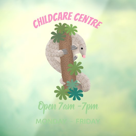 かわいいハッピーパンゴリンアンテーターイラストレーション ウィンドウサイン (シート3)