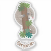 かわいいハッピーパンゴリンアンテーターイラストレーション シール (正面)