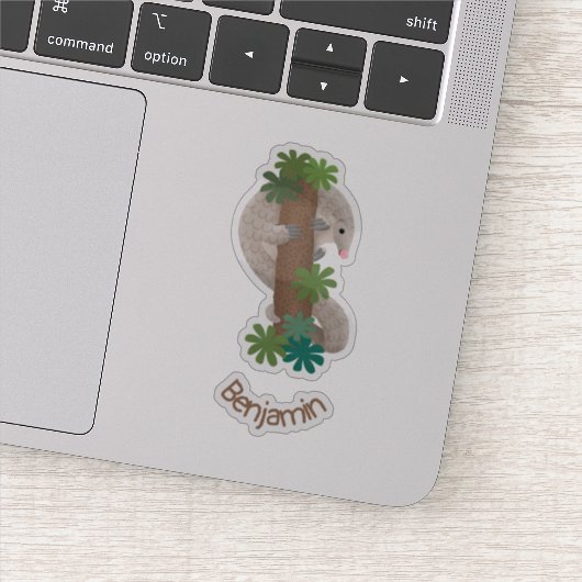 かわいいハッピーパンゴリンアンテーターイラストレーション シール (詳細)