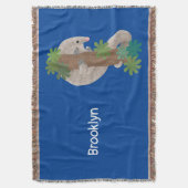 かわいいハッピーパンゴリンアンテーターイラストレーション スローブランケット (正面縦)