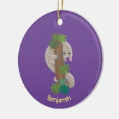 かわいいハッピーパンゴリンアンテーターイラストレーション セラミックオーナメント (左)