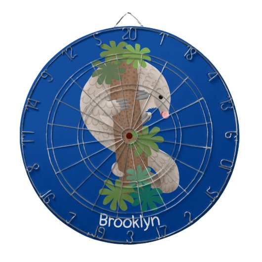 かわいいハッピーパンゴリンアンテーターイラストレーション ダーツボード (正面)