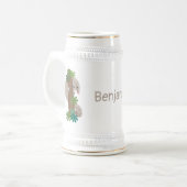 かわいいハッピーパンゴリンアンテーターイラストレーション ビールジョッキ (正面左)