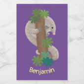 かわいいハッピーパンゴリンアンテーターイラストレーション フードラベル (シングルラベル)