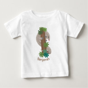 かわいいハッピーパンゴリンアンテーターイラストレーション ベビーTシャツ