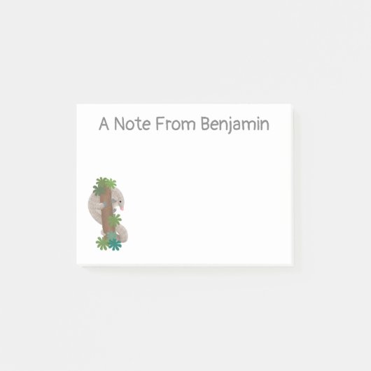 かわいいハッピーパンゴリンアンテーターイラストレーション ポストイット (正面)