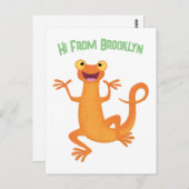 かわいいハッピーパーソナライズされたオレンジ踊り ポストカード (正面/裏面)