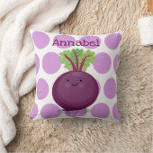 かわいいハッピーパープルビート漫画イラストレーション クッション (ブランケット)