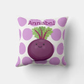 かわいいハッピーパープルビート漫画イラストレーション クッション (裏面)