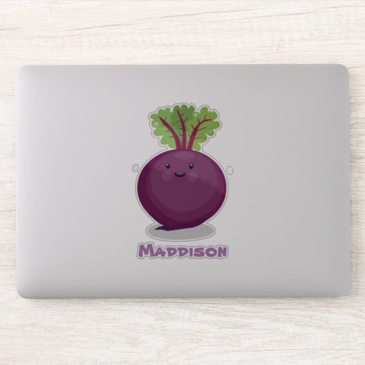 かわいいハッピーパープルビート漫画イラストレーション シール (コンピューター)