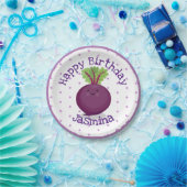 かわいいハッピーパープルビート漫画イラストレーション ペーパープレート (パーティー)