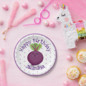 かわいいハッピーパープルビート漫画イラストレーション ペーパープレート (パーティー)