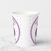 かわいいハッピーパープルビート漫画イラストレーション 紙コップ (左)