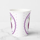 かわいいハッピーパープルビート漫画イラストレーション 紙コップ (右)