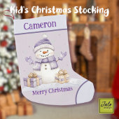 かわいいハッピーパープル雪だるまプレゼントメリークリスマス スモールクリスマスストッキング