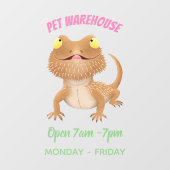 かわいいハッピーヒゲのドラゴントカゲ漫画 ウィンドウサイン (シート)