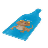 かわいいハッピーヒゲのドラゴントカゲ漫画 カッティングボード (角)