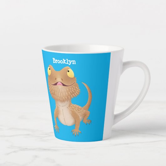 かわいいハッピーヒゲのドラゴントカゲ漫画 カフェラテマグ (右)