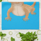 かわいいハッピーヒゲのドラゴントカゲ漫画 キッチンタオル (折り畳み)