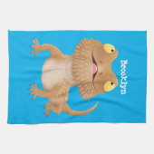 かわいいハッピーヒゲのドラゴントカゲ漫画 キッチンタオル (横)