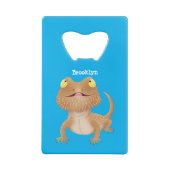 かわいいハッピーヒゲのドラゴントカゲ漫画 クレジットカード栓抜き (裏面)