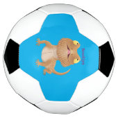 かわいいハッピーヒゲのドラゴントカゲ漫画 サッカーボール (回転)