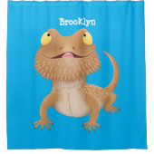 かわいいハッピーヒゲのドラゴントカゲ漫画 シャワーカーテン (正面)