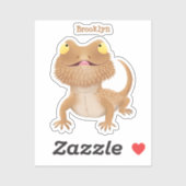 かわいいハッピーヒゲのドラゴントカゲ漫画 シール (シート)