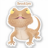 かわいいハッピーヒゲのドラゴントカゲ漫画 シール (正面)