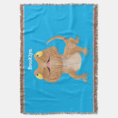 かわいいハッピーヒゲのドラゴントカゲ漫画 スローブランケット (正面縦)